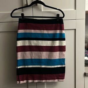 Ann Taylor LOFT skirt, bold horizontal colorful stripes.